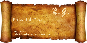 Mata Géza névjegykártya
