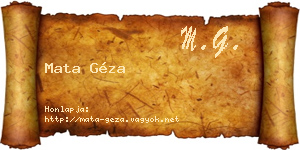 Mata Géza névjegykártya